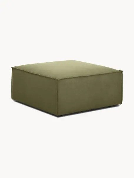 Pouf Lennon, Tissu vert olive, larg. 88 x prof. 88 cm