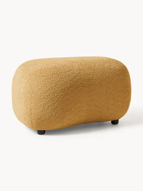 Hocker Alba aus Teddy-Bouclé, Bezug: 100 % Polyester (Teddy-Bo, Teddy-Bouclé Ocker, B 70 x H 42 cm, gebogen links