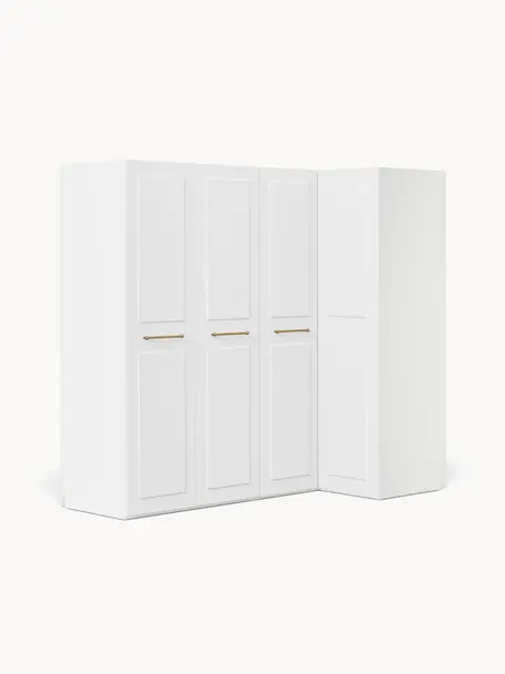 Modularer Eck-Kleiderschrank Charlotte, 215 cm Breite, mehrere Varianten, Korpus: Spanplatte, melaminbeschi, Weiß, Basic Interior, B 215 x H 200 cm, mit Eckmodul