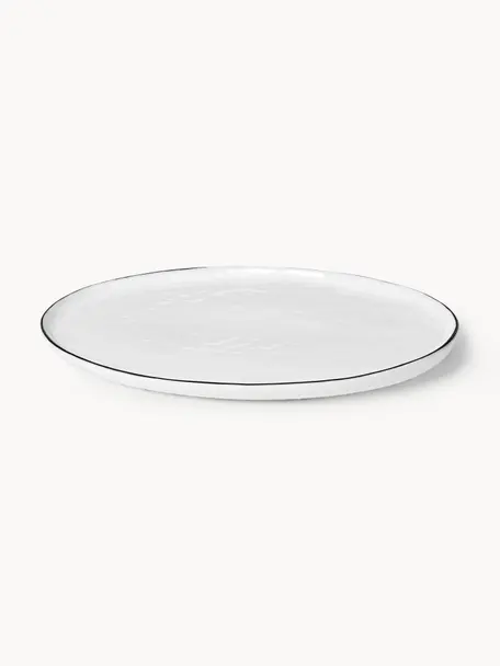 Plat de service artisanal en porcelaine Salt, 30 x 20 cm, Porcelaine, Blanc, larg. 30 x haut. 20 cm