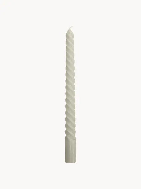 Velas candelabro Twisted, 4 uds., Cera, Blanco crema, Al 26 cm