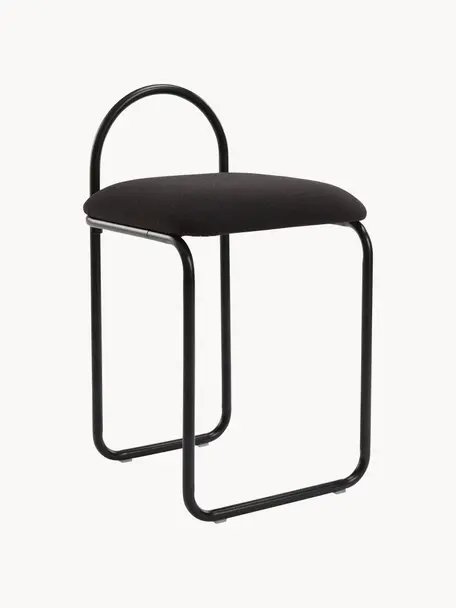 Silla de metal Angui, Tapizado: 100% poliéster, Estructura: acero recubierto, Tejido negro, An 37 x F 39 cm