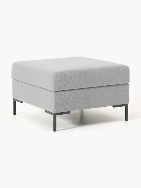 Sofa-Hocker Luna mit Stauraum, Bezug: 100 % Polyester Der strap, Gestell: Massives Buchenholz, Schi, Füße: Metall, galvanisiert Das , Webstoff Hellgrau, Schwarz, B 77 x H 49 cm