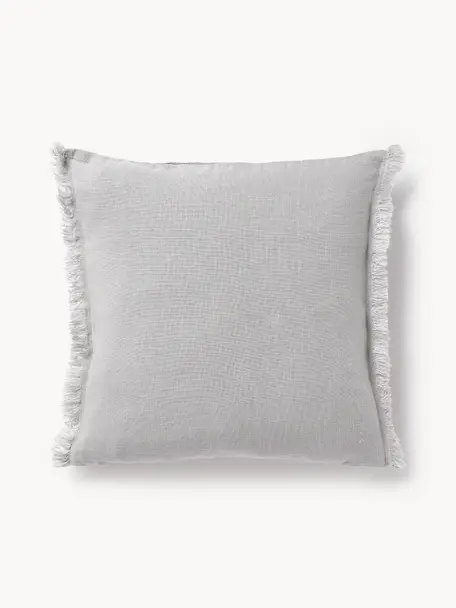 Housse de coussin pur lin avec franges Luana, 100 % pur lin

Le lin est naturellement doté d'un toucher plutôt rugueux et d'un aspect froissé
Sa résistance élevée au accrocs lui confère robustesse et longévité, Gris clair, larg. 40 x long. 40 cm