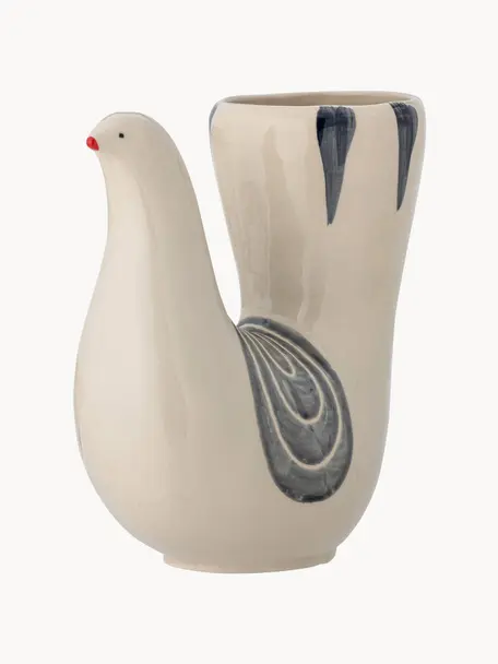 Vase Trudy, H 19 cm, Steingut, Off White, Blautöne, B 19 x H 19 cm