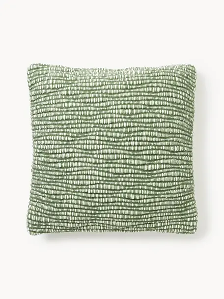 Housse de coussin 50x50 en laine brodée Jaira, Vert, larg. 50 x long. 50 cm