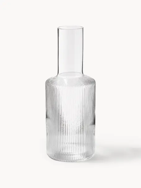 Mundgeblasene Karaffe Ripple mit Rillenrelief, 1 L, Glas, mundgeblasen, Transparent, glänzend, 1 L