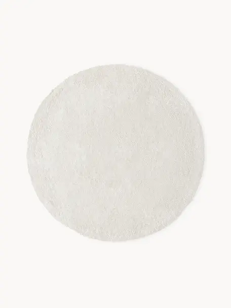 Tapis rond moelleux à poils longs Leighton, Microfibre (100 % polyester), Blanc cassé, Ø 150 cm (taille M)