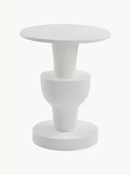 Tavolino rotondo Brandford, Ferro verniciato a polvere, Bianco, Ø 41 x Alt. 50 cm