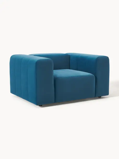 Fluwelen fauteuil Lena, Bekleding: fluweel (100% polyester) , Frame: grenenhout, multiplex, ha, Poten: kunststof, Fluweel petrol, B 134 x D 106 cm
