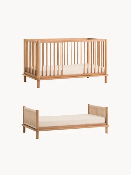 Cuna cama infantil extensible de madera de roble Latitude, 70 x 140 cm, Madera de roble, Madera de roble, An 70 x L 140 cm