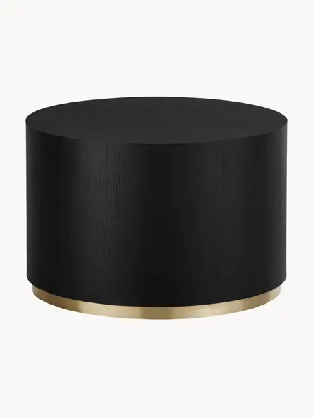 Table basse ronde Clarice, Noir, doré, Ø 60 cm