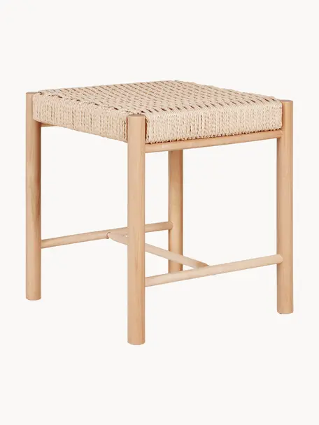 Hocker Abano aus Pappelholz, Pappelholz, Papiergeflecht, Pappelholz, Hellbeige, B 42 x H 47 cm