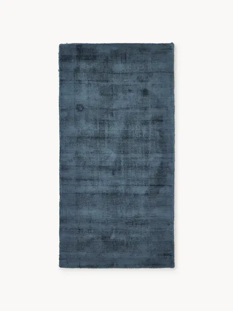Tappeto in viscosa tessuto a mano Jane, Retro: 100% cotone Il materiale , Blu scuro, Larg. 160 x Lung. 230 cm  (taglia M)