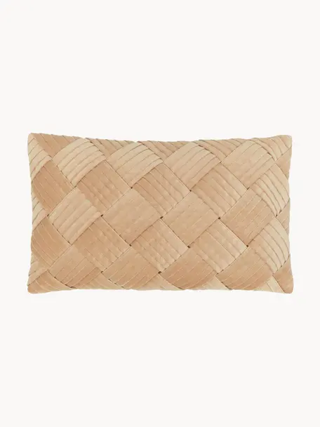 Sametový povlak na polštář se strukturovaným vzorem Sina, Samet (100 % bavlna), Okrová, Š 30 cm, D 50 cm