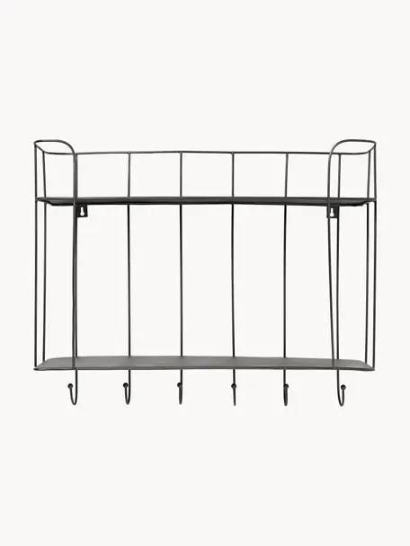 Estante de pared con ganchos de metal Hebda, Metal recubierto, Marrón oscuro, An 60 x Al 48 cm