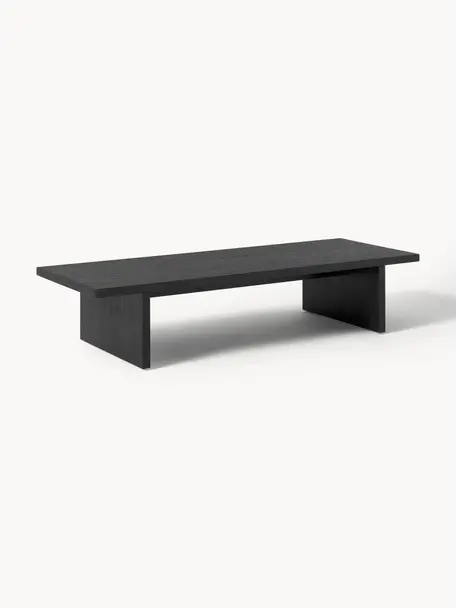 Nízky drevený konferenčný stolík Dako, Dubová dyha, čierna lakované, Š 120 x D 45 cm