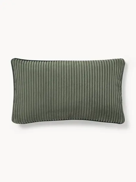 Housse de coussin en velours côtelé Kylen, Velours côtelé (90 % polyester, 10 % nylon)
 
Le matériau est certifié STANDARD 100 OEKO-TEX®, 21.HCN.84376, Vert olive, larg. 30 x long. 50 cm