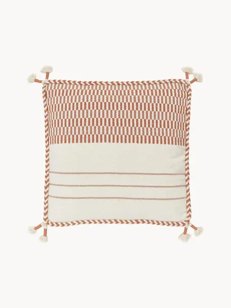 Poszewka na poduszkę z chwostami Okiro, 100% bawełna, Beżowy, brzoskwiniowy, S 45 x D 45 cm