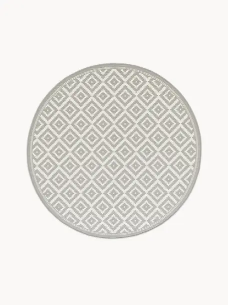 Okrúhly koberec do interiéru/exteriéru Miami, 86 % polypropylén, 14 % polyester, Sivá, biela, Ø 200 cm (veľkosť L)