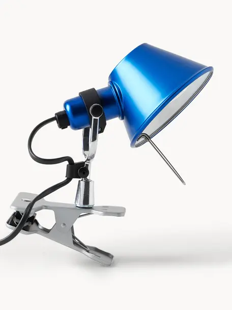 Petite lampe de bureau à pince Tolomeo Pinza, Bleu, Ø 16 x haut. 20 cm