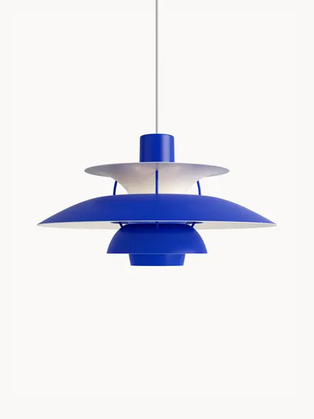 Lámpara de techo PH 5, Cable: cubierto en tela, Azul real, Ø 50 x Al 27 cm
