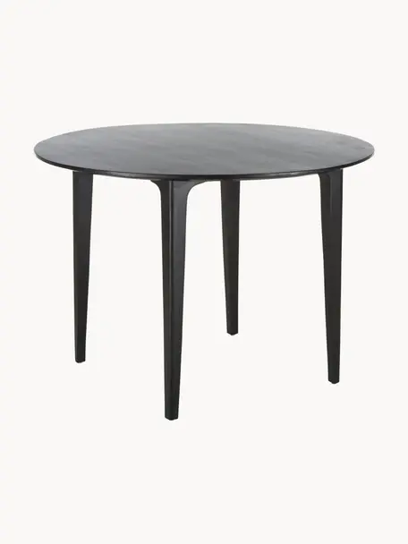 Kulatý jídelní stůl z mangového dřeva Archie, Ø 110 cm, Masivní lakované mangové dřevo, Mangové dřevo, lakované černou barvou, Ø 110 cm, V 75 cm