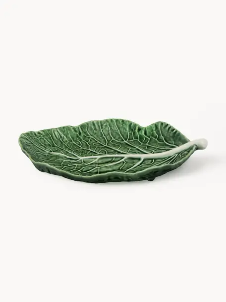 Plat de service Cabbage, Grès cérame, Vert foncé, larg. 25 x prof. 17 cm