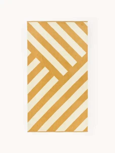 Toalla de playa estampada Suri, Amarillo sol, Off White, An 90 x L 170 cm