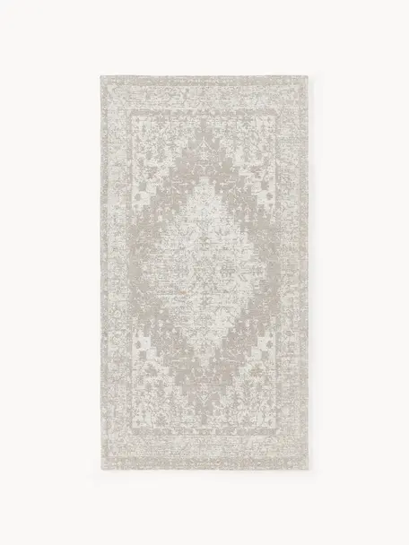 Tapis chenille tissé main Neapel, Gris-bleu, blanc crème, larg. 300 x long. 400 cm (taille XL)