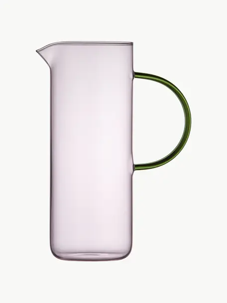Waterkaraf Torino uit borosilicaatglas, 1.1 L, Borosilicaatglas, Lichtroze, transparant, groen, 1.1 L