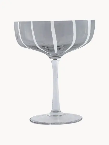 Mundgeblasene Champagnerschalen Mizu, 2 Stück, Glas, Grau, Weiß, Ø 11 x H 14 cm, 230 ml