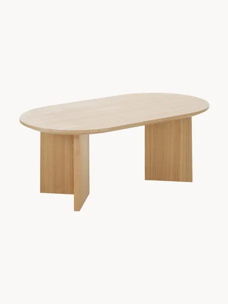 Mesa de centro ovalada de madera Toni, Tablero de fibras de densidad media (MDF) chapado en madera de fresno pintado, Madera de fresno, An 100 x F 55 cm