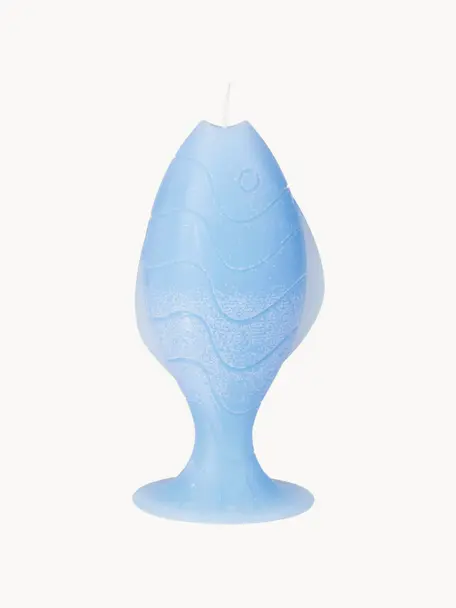 Vela artesanal Helfa, Parafina, Azul claro, Ø 11 x Al 22 cm
