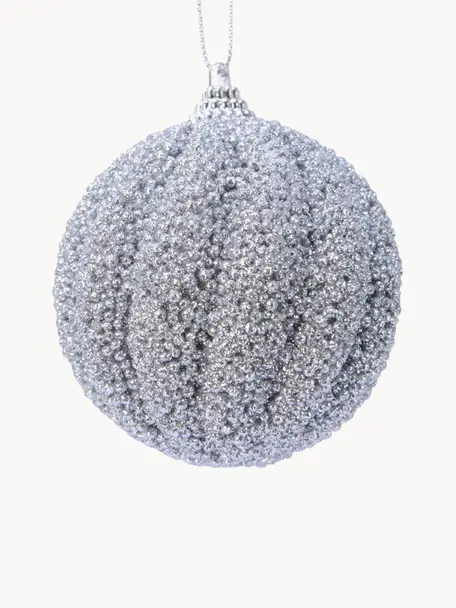 Kerstballen Treat, 12 stuks, Schuimstof, Zilverkleurig, Ø 8 cm