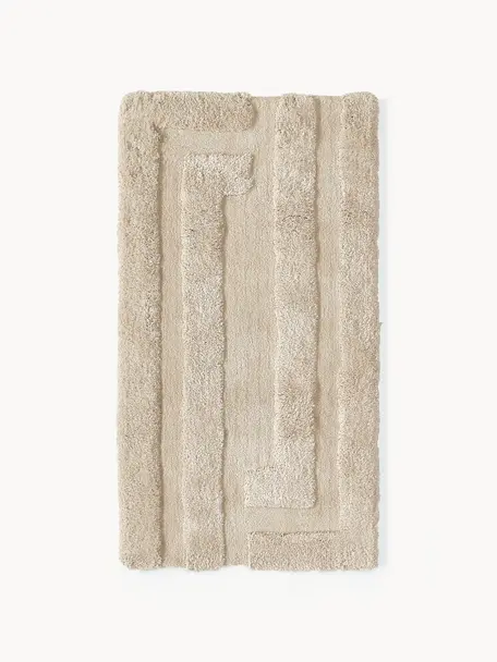 Načechraný koberec s vysokým vlasem a strukturovaným povrchem Genève, Světle béžová, Š 80 cm, D 150 cm (velikost XS)