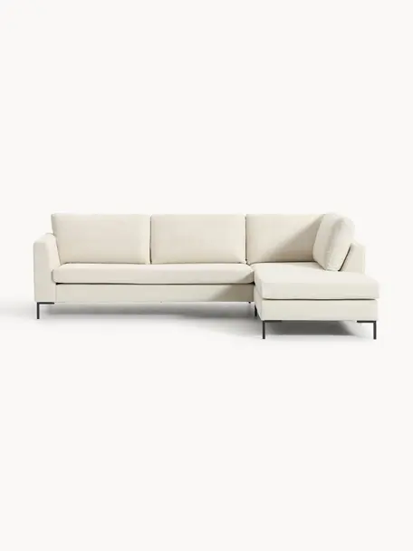 Ecksofa Luna, Bezug: 100 % Polyester Der strap, Gestell: Massives Buchenholz, Schi, Webstoff Off White, B 280 x T 184 cm, Eckteil rechts