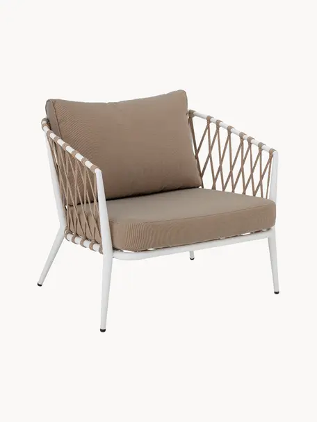 Fauteuil lounge Cia, Tissu taupe, blanc, larg. 72 x prof. 78 cm