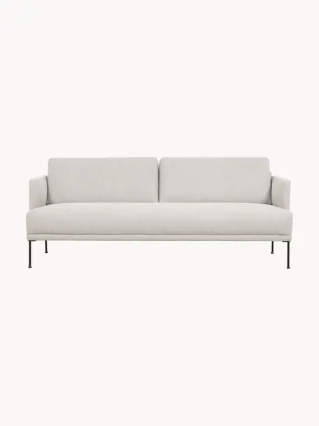 Sofa Fluente (3-Sitzer), Bezug: 80% Polyester, 20% Ramie , Gestell: Massives Kiefernholz, FSC, Füße: Metall, pulverbeschichtet, Webstoff Hellbeige, B 196 x T 85 cm