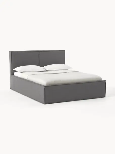 Gestoffeerd bed Dream met opbergruimte, Bekleding: polyester (gestructureerd, Frame: massief grenenhout, FSC-g, Geweven stof antraciet, B 160 x L 200 cm