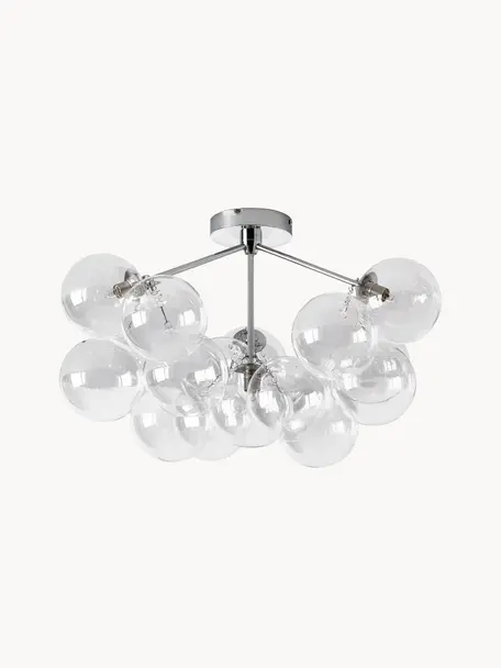 Plafonnier design en verre Bubbles, Gris chrome, Ø 60 x haut. 36 cm