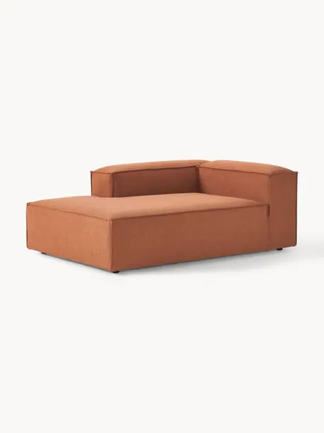 Modulo angolare Lennon, Rivestimento: 100% poliestere Con 115.0, Struttura: legno di pino massiccio, , Piedini: plastica, Tessuto color terracotta, Larg. 119 x Prof. 180 cm, chaise-longue a sinistra