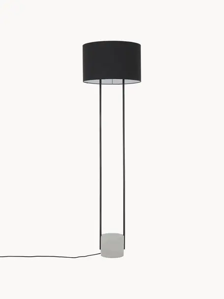 Stehlampe Pipero mit Betonfuss, Lampenschirm: Textil, Gestell: Metall, pulverbeschichtet, Grau, Schwarz, H 161 cm