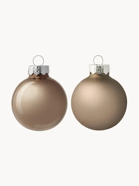 Ensemble de boules de Noël brunes Evergreen, Verre, Couleur noyer, Ø 4 cm, 16 pièces