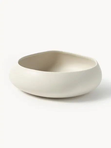 Coupe décorative faite à la main Latona, Grès cérame, Blanc crème, larg. 31 x haut. 10 cm