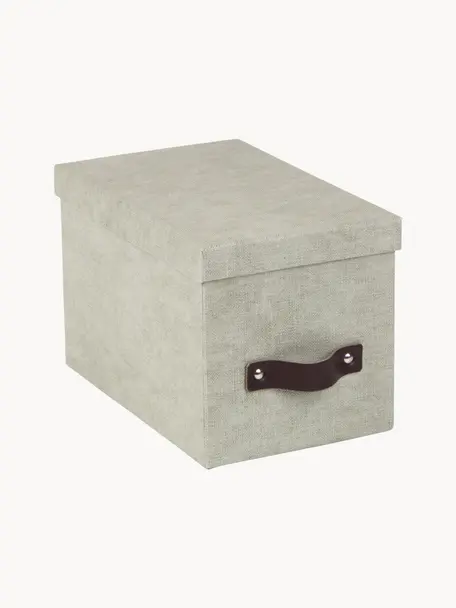 Aufbewahrungsbox Kristina II, 2 Stück, Box: Canvas, fester Karton (10, Griff: Leder, Beige, B 14 x T 22 cm