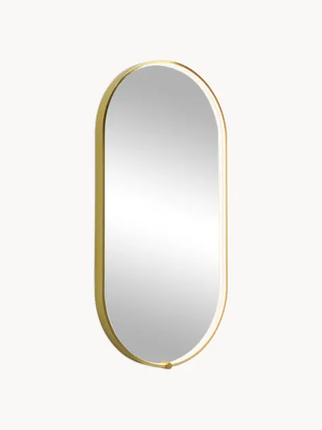 Oválné nástěnné zrcadlo s LED podsvícením Avior, Zlatá, Š 45 cm, V 90 cm