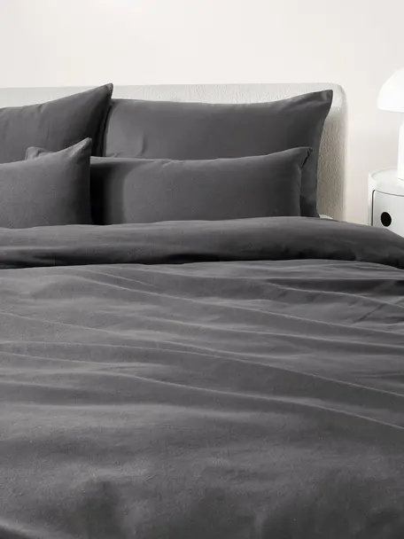 Funda nórdica de franela Biba, Gris oscuro, Cama 135/140 cm (200 x 200 cm)