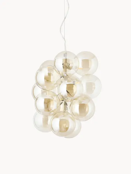 Lampada a sospensione di design in vetro Bubbles, Paralume: vetro, Struttura: metallo verniciato a polv, Dorato, Ø 32 cm