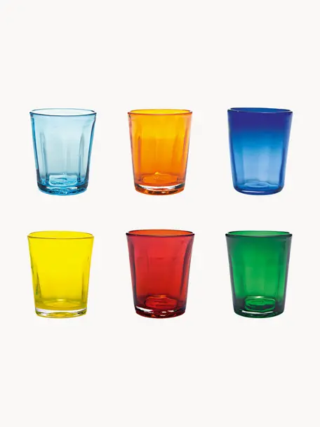 Komplet ręcznie wykonanych szklanek Confezione, 6 elem., Szkło, Wielobarwny, Ø 9 x W 10 cm, 320 ml